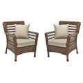 W Unlimited Modern Concept Faux Sea Grass Resin Rattan Patio Armchairs Set, Dark Brown - Set of 2 SW1716-CH2